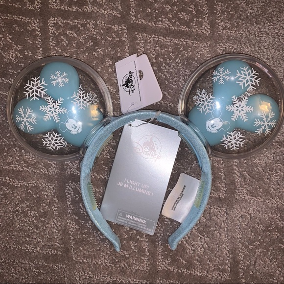 New Disney Parks Mickey Balloon Holiday Snowflake Frozen Light Up Ear Headband